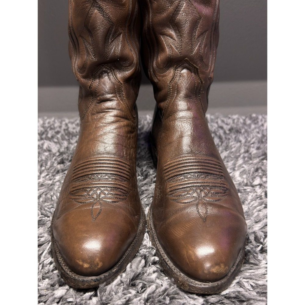 Lucchese Boots Mens Size 10 D Brown Soft Leather 2000 Vintage Western Cowboy - Picture 4 of 14